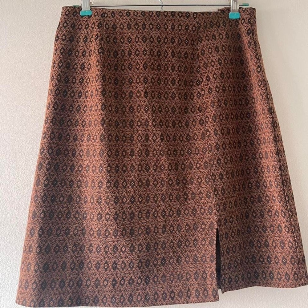 Vintage Fall 70s Style Brown and Black Patterned mini skirt
